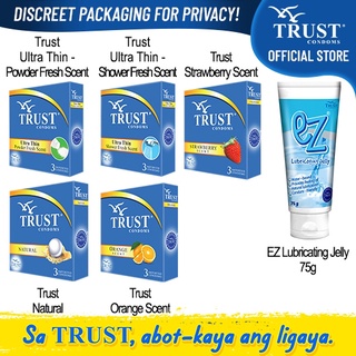 Pagbebenta ng clearance Trust Condoms Scented Pack 2 with EZ Lubricating Jelly 75g