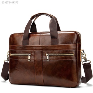 Handbag❉Fashion bag men's Genuine Leather briefcase Male handbag man laptop bag Cowhide Leather for