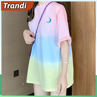 Yoona korean oversized tees RainbowT T-shirt Short Sleeve Student Korean Style LooseTT-shirt Casual Short Sleeve T-Shirt for women Blouse Tops Tees for women plus size Tshirt for women