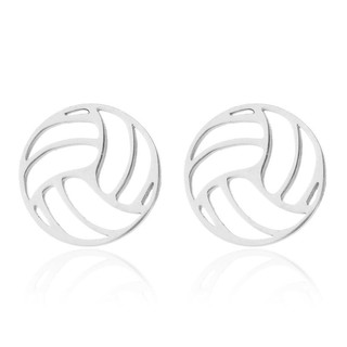 Men's and women's sports series stainless steel volleyball clavicle chain earrings three-piece jewel (5)