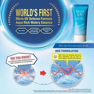 Biore Sunscreen cream UV Protection Aqua Rich Watery Essence SPF50+ Sunblock face body Moisturizer (4)