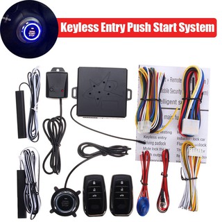 WCQ Car Alarm Start Security System Key Passive Keyless Entry Push Button Remote Kit