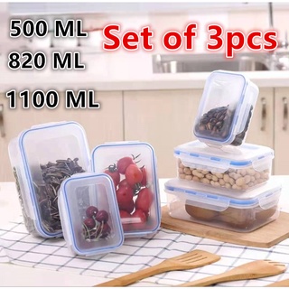 Stackable Microwave 3 Piece Airtight Food Container Box Set With Lock