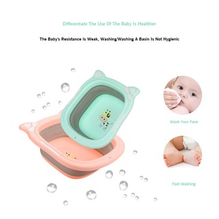 Baby washbasin foldable portable newborn baby child travel wash cartoon cow silicone basin (5)