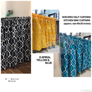 D-Spiral Printed Kitchen Sink Curtain / Half Curtain (60x35 inches Non-Ring Curtain) Sold Per Piece