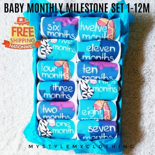 Set of 1-12M Baby Custom Monthly Milestone Onesies (1)