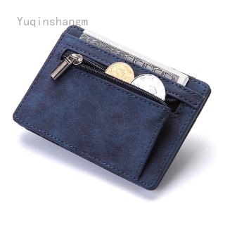 Yuqinshangm Money Clip Wallet Zipper Wallet Purse Carteira Nubuck Leather Slim ID Credit Cards