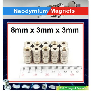 50 pcs N35 8mm x 3mm x 3mm Neodymium Disc Magnet with 3mm Hole Super Strong Rare Earth NdFeB Magnet