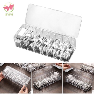 Cable Management Box Multi-Grid Data Cable Storage Case Dustproof Wires Keeper Cable Storage Bin