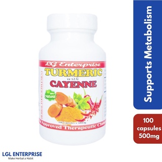 hat✽✾Turmeric Cayenne - Enhances and Reliefs Digestion Improves Skin Natural Pain Reliever 100 Caps