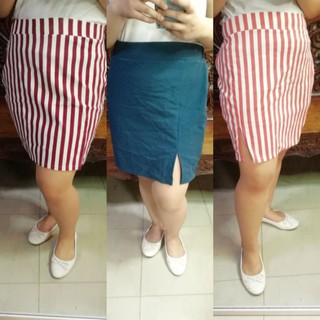 Plus size side slit skirt strechable thick fabric makapal fits 3XL 2XL XL COD