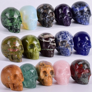 1PCS Natural Crystal Skull Pink Crystal Carved Semi-precious Stones Creative Ornaments Crafts Home Decoration Ghost Head (2)