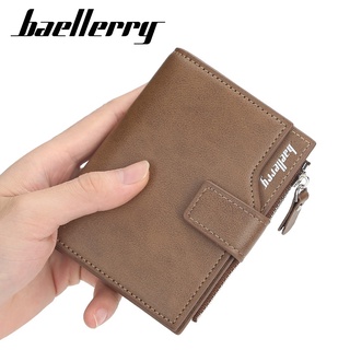 Baellerry Korean version multi card position vertical zipper zero wallet youth three fold card bag men's short Wallet