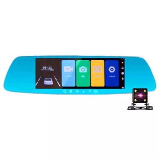 *IX*7 inch 1080P Touchscreen Dashcam Car DVR Dual Lens Rearview Mirror Camera Dash Cam Recorder G-Se