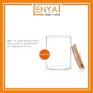 ENYA Mason Borosilicate Glass Container Jar with Bamboo Lids for Cookie Herbs Spices Candies (4)