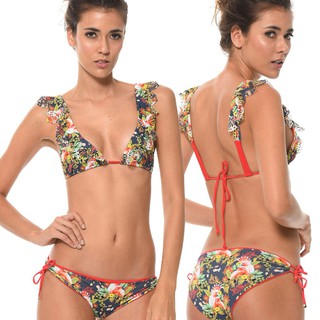 Floral Two Piece Bikini Strappy Swimsuit Ruffles Swimwear