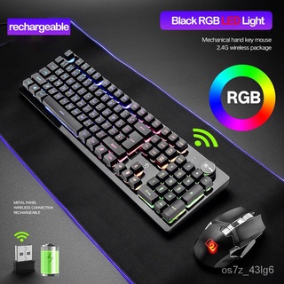 Recharging Wireless Keyboard Gaming Mechanical Feeling Keyboards RGB Backlit 2.4g Wireless Mouse 240