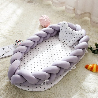 【Ready Stock】✜❅Braided Baby Nest, Baby Lounger Bed with Braided Bumper & Pillow, Portable Baby Nest