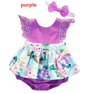 [SKIC] Newborn Baby Infant Babys Girls Floral Cotton Bodysuit Clothes (3)