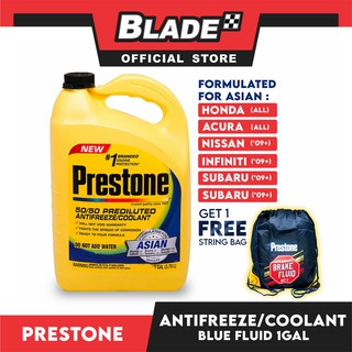 Prestone 50/50 Prediluted Antifreeze/Coolant Blue 1 Gallon with Free Prestone String Bag (1)