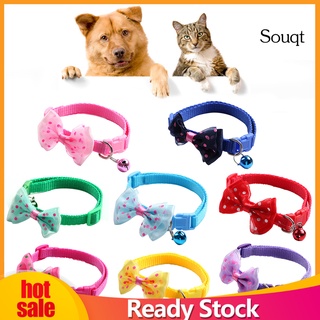SQYM Pet Collar Dot Print Bowknot Adjustable Nylon Dog Puppy Bell Bow Neck Strap Necklace for Pet