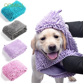 QQMALL Microfiber Absorbent Blanket Chenille Bath Towel Dog Cat Towel Super Hand Pockets Quick Drying Durable Washable Ultra Soft Pet Bathing Accessories purple/blue/grey