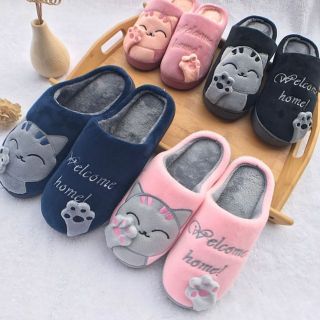 Korean couple cotton slipper cute cat indoor slippers
