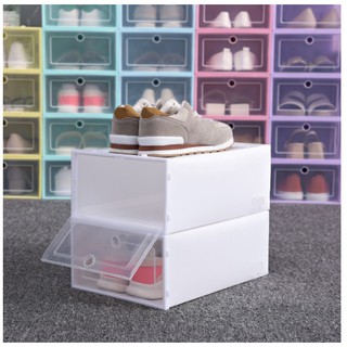 Stackable Shoe Box Organizer Drawer Case Storage Foldable Plastic Full Candy Color Transparent Clear