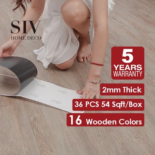 【Ready Stock】┅☌❀SIV 36pcs 2mm thick Wooden Design 91X15 cm Vinyl Floor Stickers Adhesive PVC Tiles
