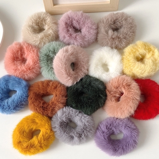 2020Autumn and Winter New Japanese and Korean Style Internet Celebrity Furry Girl Candy Color Imitation Rabbit Fur Hair Ring All-Match Plush Head Rope