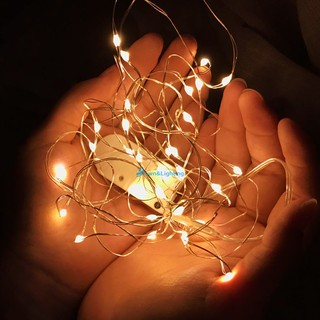 【With Battery】1M 2M 20LED Fairy Lights Copper Wire String Lights for Wedding Birthday Home Decoration(battery included)