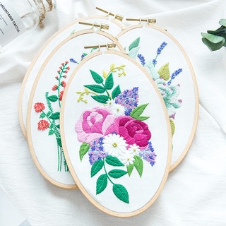 Easy DIY Embroidery Kit Flower Printed Handmade Needlework Cross Stitch for Beginner Swing Art