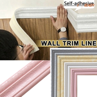 【COD & Ready stock】PVC Foam 3D Pattern Sticker Wall Trim Line / Dust-proof Waterproof Self Adhesive Crashproof Skirting / DIY Smooth Strip Wallpaper Border Home Decor 3d Wallpaper for home decor