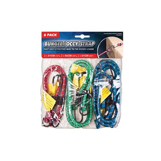 6 Pack Bungee Cord Strap Heavy Duty Pull Ropes with Hook for Motorcycle Truck Car Trailer Auto