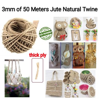 3mm x 50 Meters Natural Jute Twine