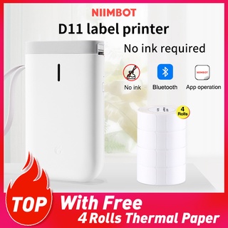 [With Four Thermal Paper] NiiMbot D11 Thermal Label Printer Protable Wireless Connection Label Printer Organization