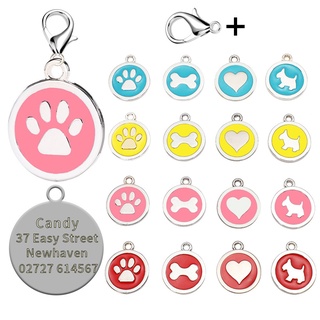 【Stock】 [ Free engraving] Personalized Pet Cat Dog ID Tag anti-lose Pendant Engraved Phone Name cat