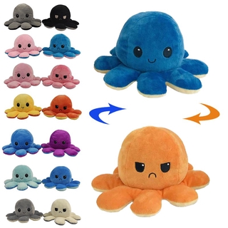 Tiktok Reversible Flip Stuffed Octopus Plush Doll Soft Simulation Reversible Plush Toy Double-si