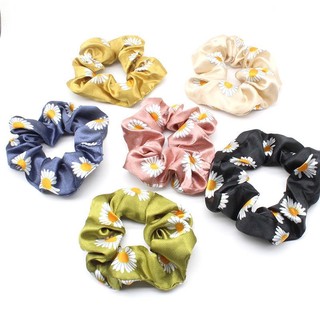 Korean Little Daisy Satin Hair Tie Scrunchie Ponytail Elastic Rubber Band Fashion Hair Accessories (2)