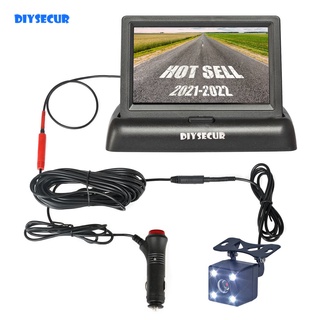 DIYSECUR 4.3" Foldabl TFT LCD Car Monitor Vehicle Rear View Reverse Backup Car LED Camera Video Park