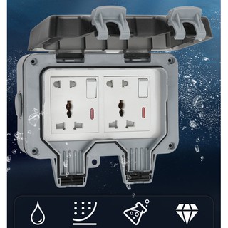 Weatherproof Socket IP66 Waterproof Socket Outdoor Wall Power Socket Double 10 Hole Switch Standard Electrical Outlet