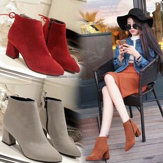 Women high heel zipper Ladies Shoes Leather Boots