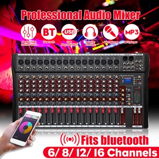 6/8/12/16 Channels Professional Studio Audio Mixer bluetooth USB DJ Sound Mixing Console 48V Phantom