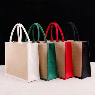 【ArtGloriousLong】 Fashionable Portable Large Capacity Jute Shopping Bag Retro Handbag Tote Bag PH (4)