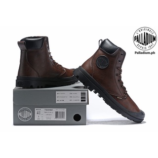 women boots✟✹100%Original PALLADIUM Dark brown Martin Boots Men's and women's Leather shoes 35-45