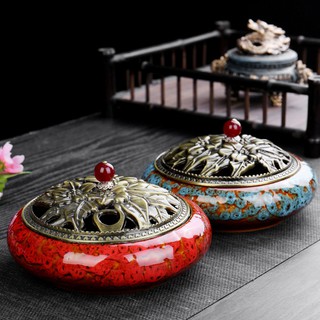 Household Large Incense Burner for Coil / Sticks / Cones Incense Buddhist Sandalwood Home Decor Ceramic Aroma Censer Holder (1)