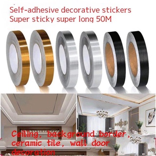 50M Silver/Black/Gold Wall Floor Self Adhesive Tape Sticker Ceramic Tile Mildewproof Gap Tape Decor