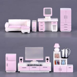 10 pcs Girl Gift Pink Furniture Household appliances Miniature figurine model fairy garden Dollhouse home decoration DIY accessories (1)