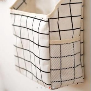 linens﹉❧♧Wall Hanging Storage Holder Pouch Large Capacity Desk Organizer Cotton Linen Art Book Debr (1)