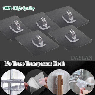 Self Adhesive Hooks, Clear Plastic Reusable Heavy Duty Hook for Kitchen Bathroom Office, No Trace No Scratch Waterproof